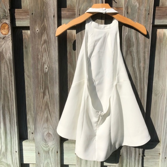 White structured low back halter top - Picture 6 of 8